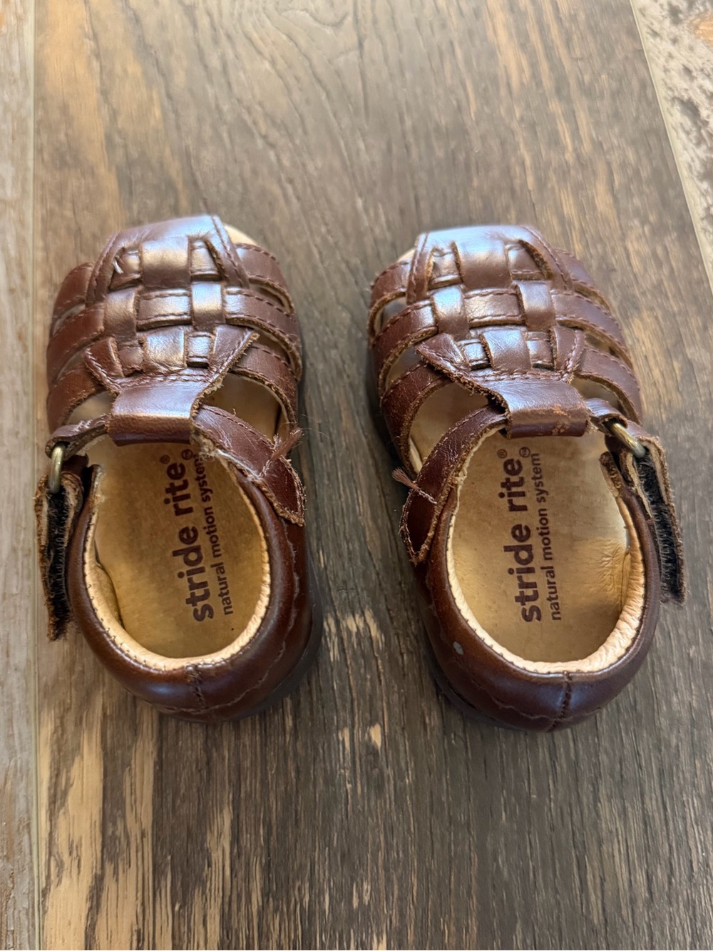 Stride Rite Brown Leather Baby Guppy Fisherman Sandals Size 3M - Picture 2 of 5